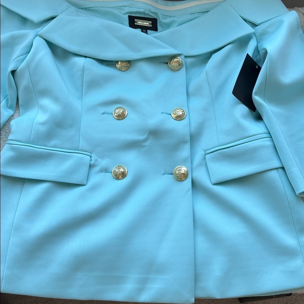 Aqua Blazer with Gold Buttons - Picture 6 of 8
